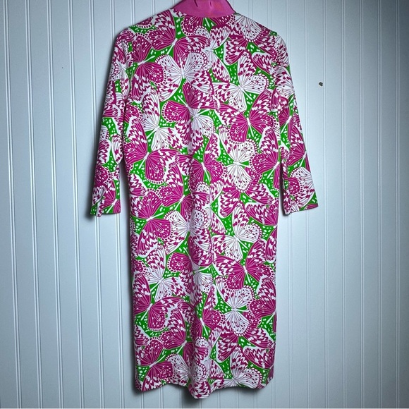 Brooks Brothers Ponte Stretch Floral 3/4 Sleeve Split Neck Dress XS Colorful - Picture 4 of 11